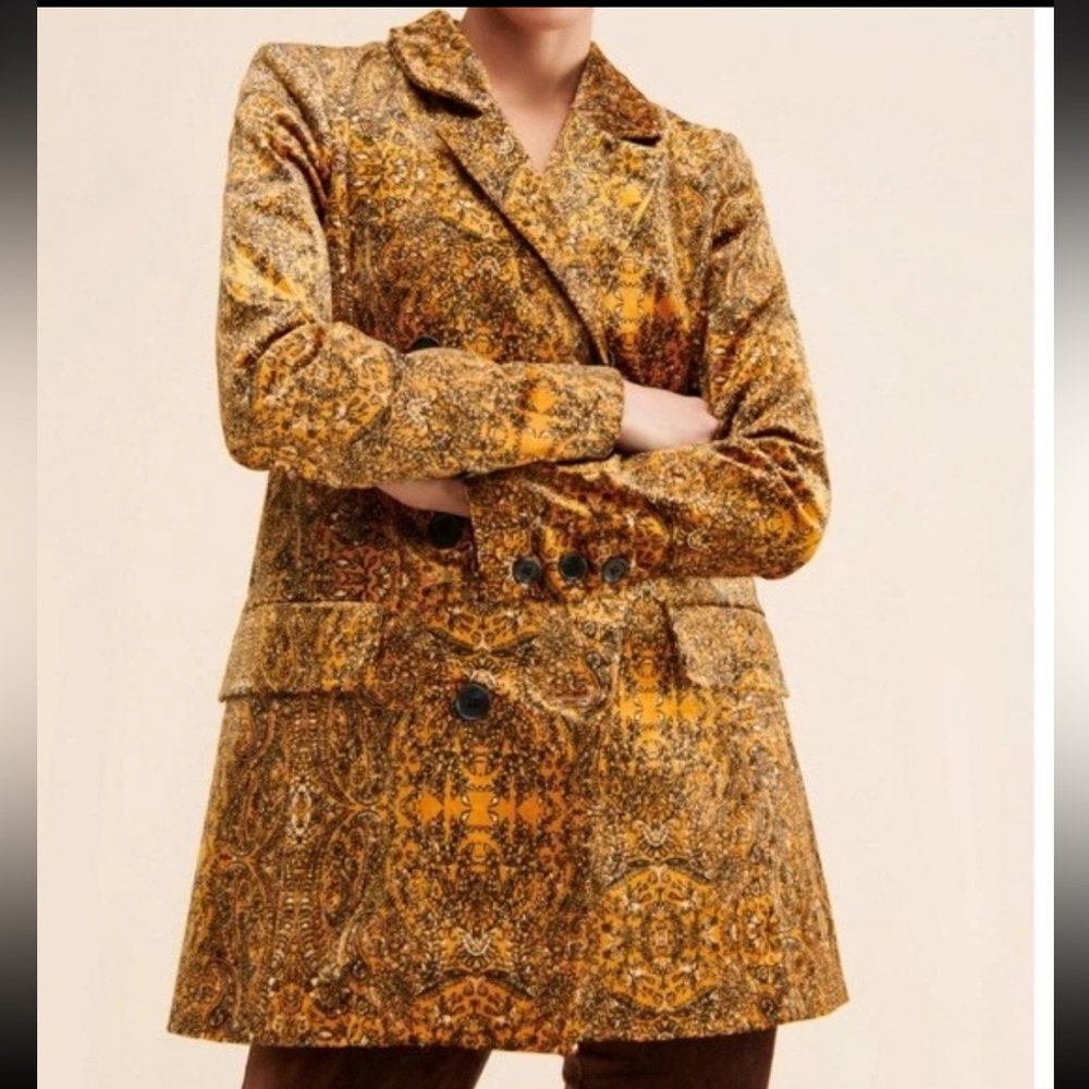 Free People‎ Gold Patterned Blazer oversized